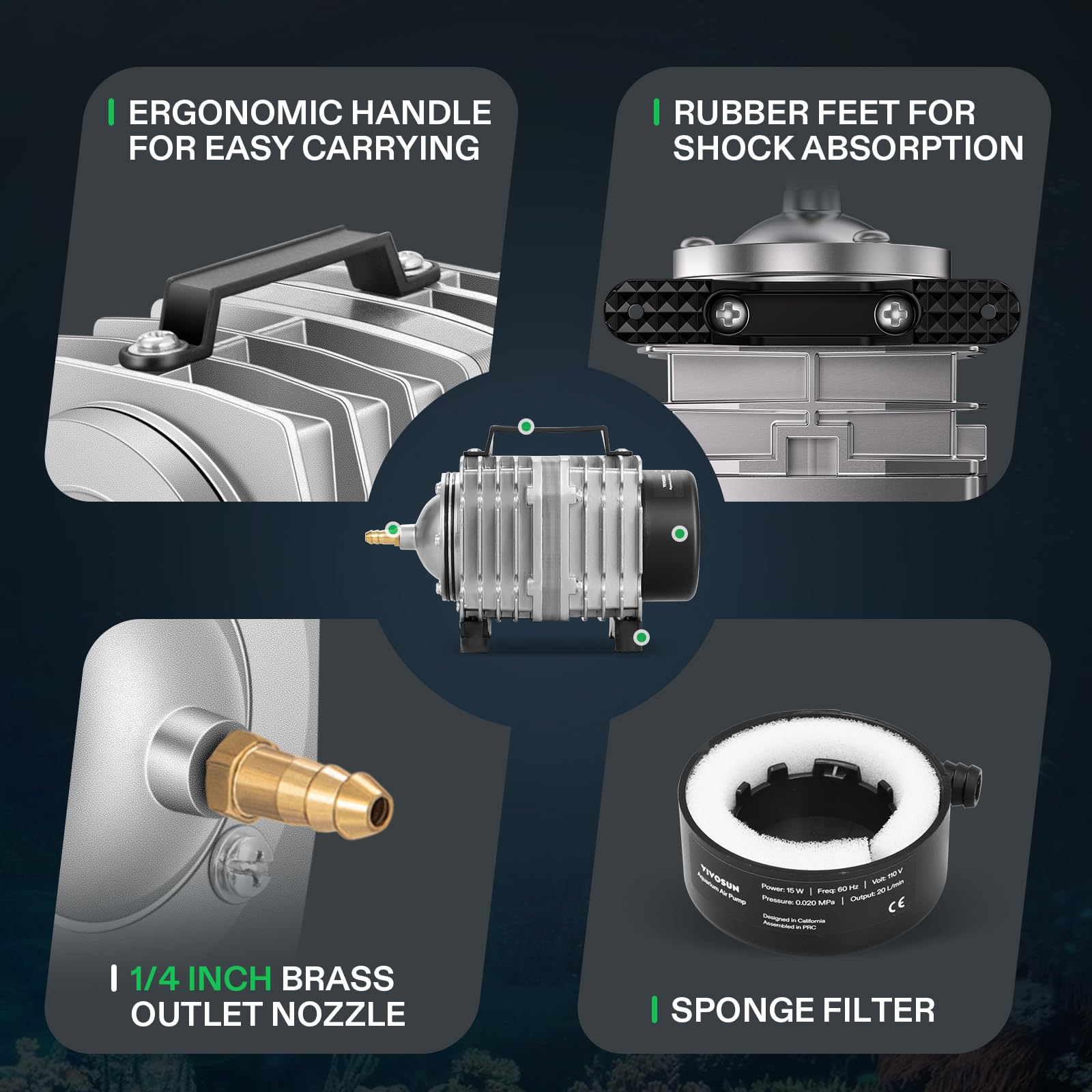 VIVOSUN oil-free lubrication enables quiet, low-maintenance operation near living spaces.