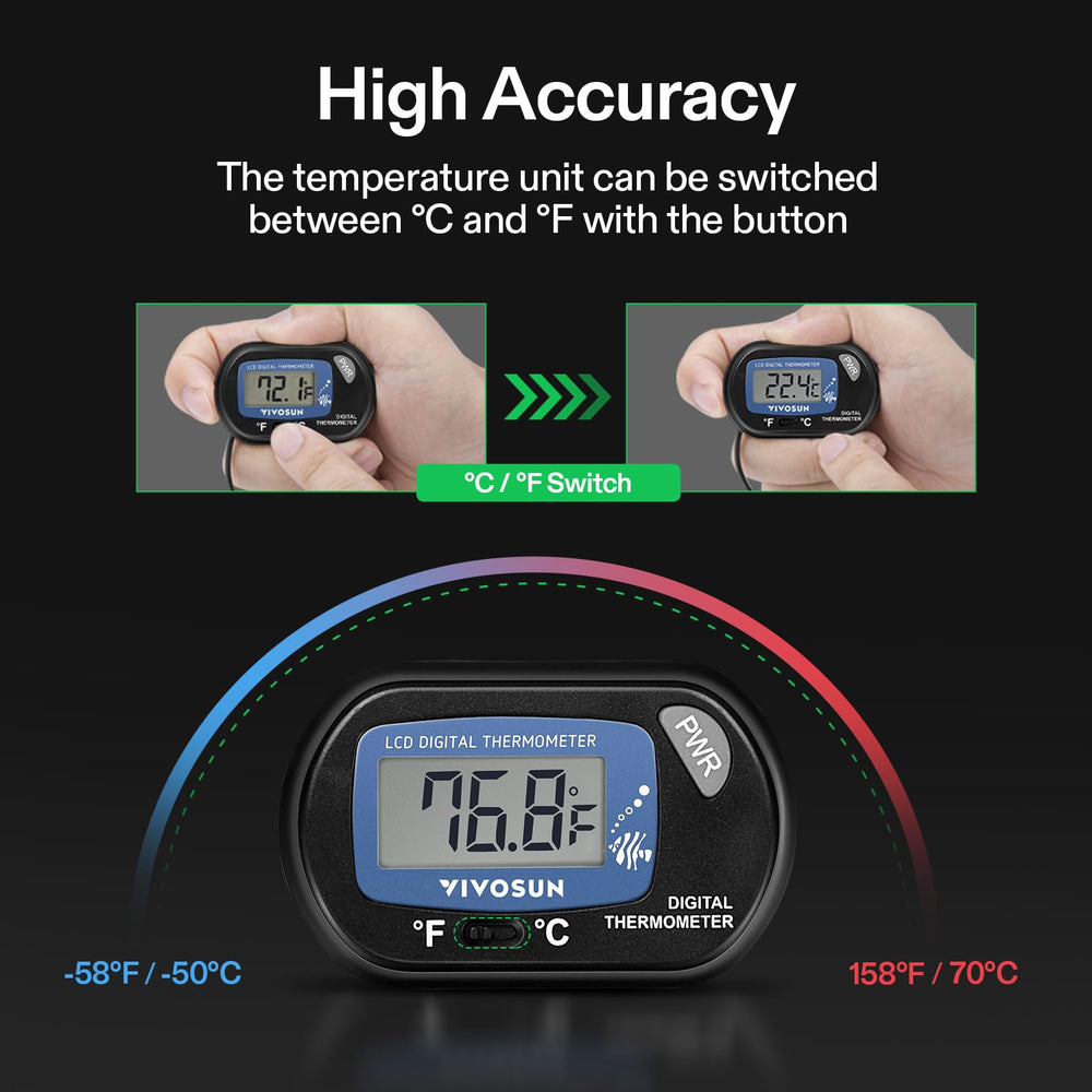 VIVOSUN 2-meter probe cable enables accurate readings in large tanks.