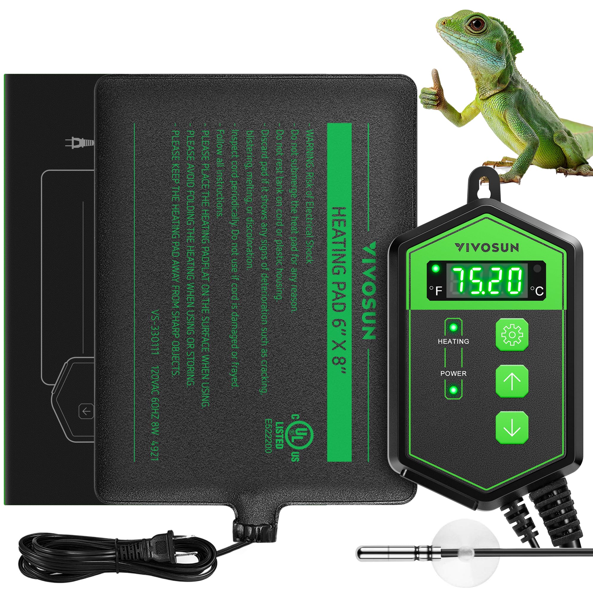 VIVOSUN reptile heating pad 6x8 inches providing stable terrarium warmth