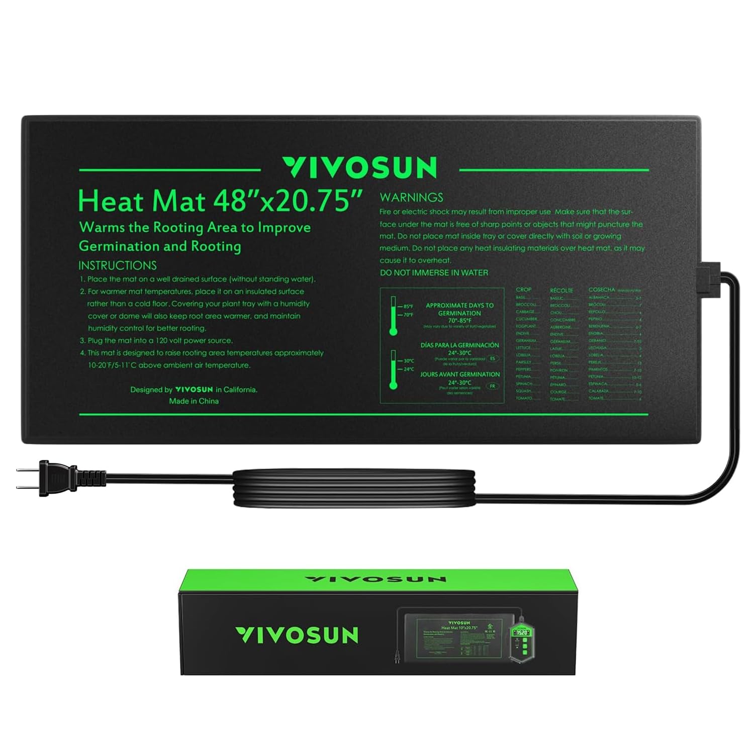 VIVOSUN seedling heat mat used for germination and propagation