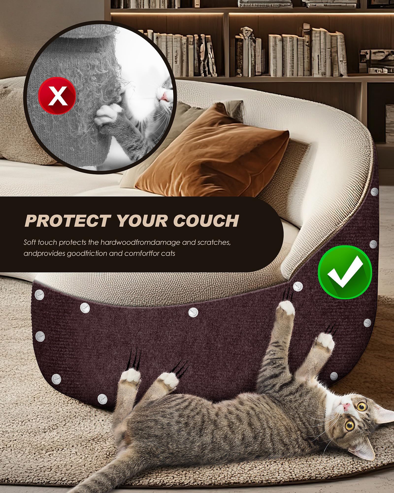 VIVOYAN mat on wall protects surfaces and guides scratching.