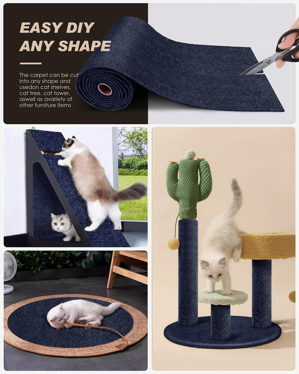 VIVOYAN scratch and claw resistant mat protects furniture from claws.