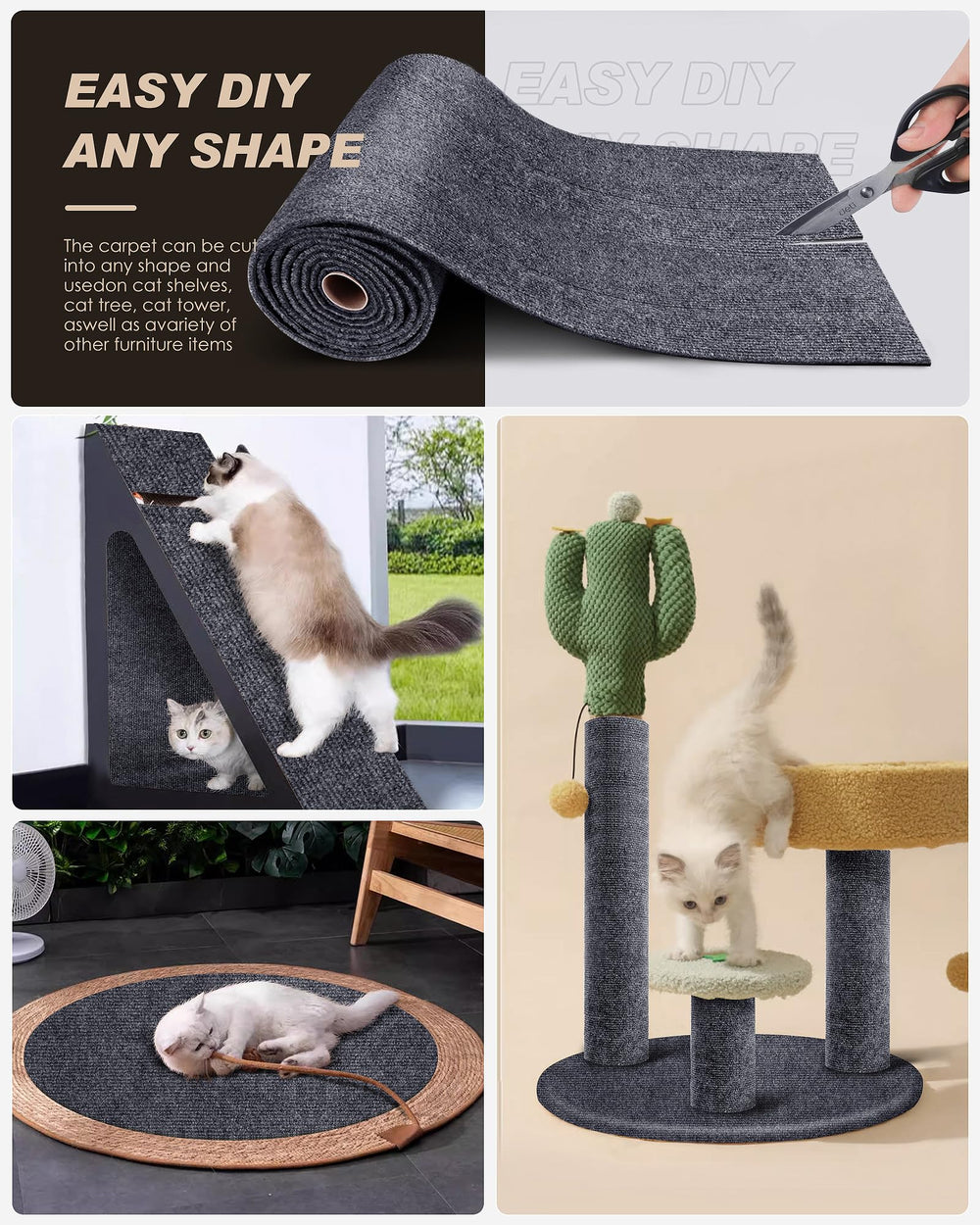 VIVOYAN scratch-resistant material offers durable protection against clawing on furniture.