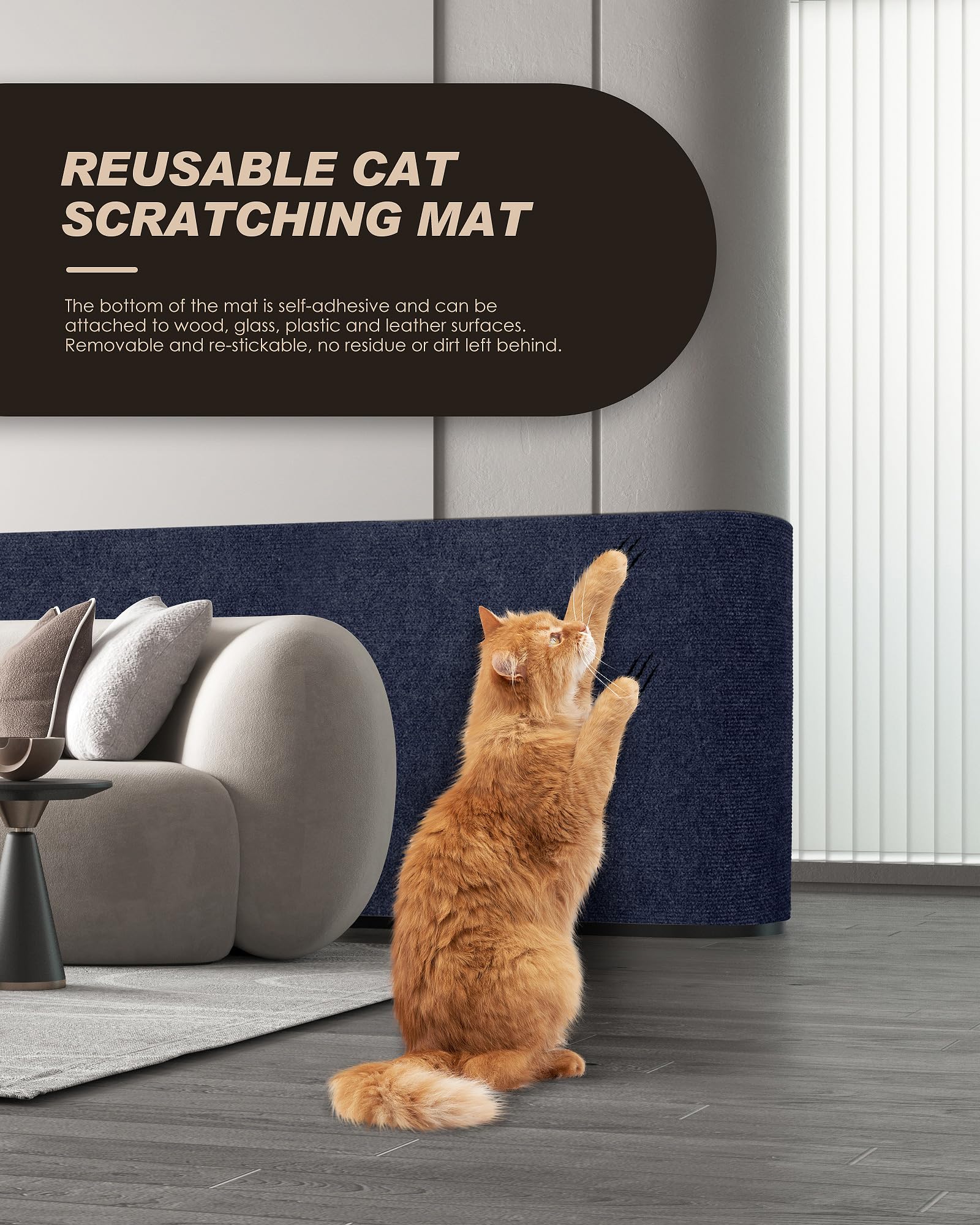VIVOYAN self-adhesive back blue mat sticks securely to various surfaces.