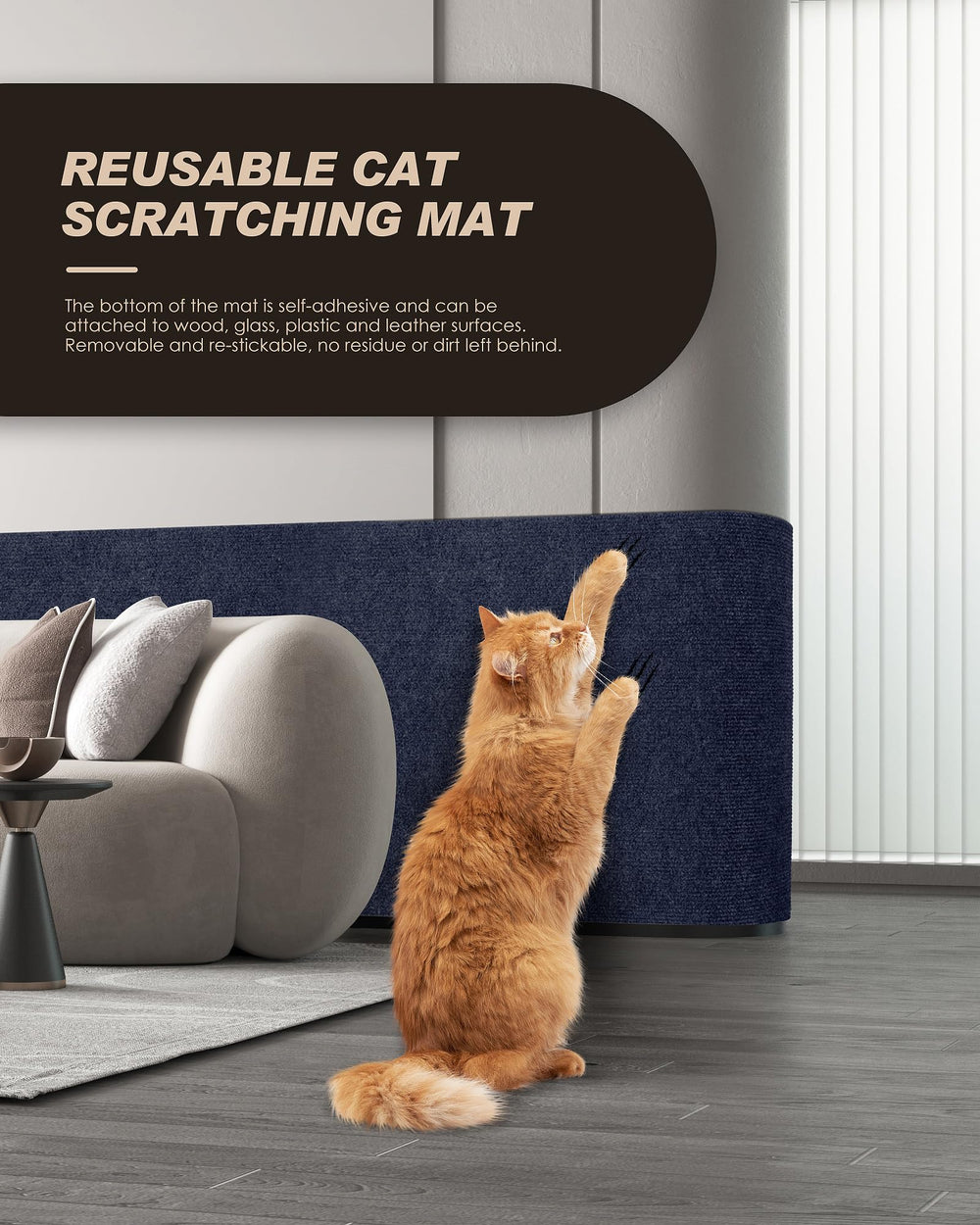 VIVOYAN self-adhesive back blue mat sticks securely to various surfaces.