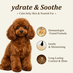 VivaElixir conditioner bottle providing detangling slip for a smoother coat.