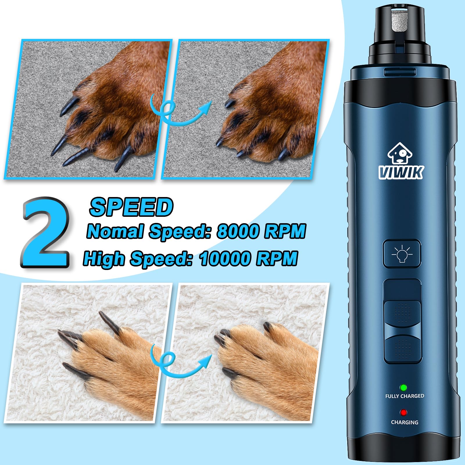 VIWIK diamond drum nail grinder for precise trimming across sizes.