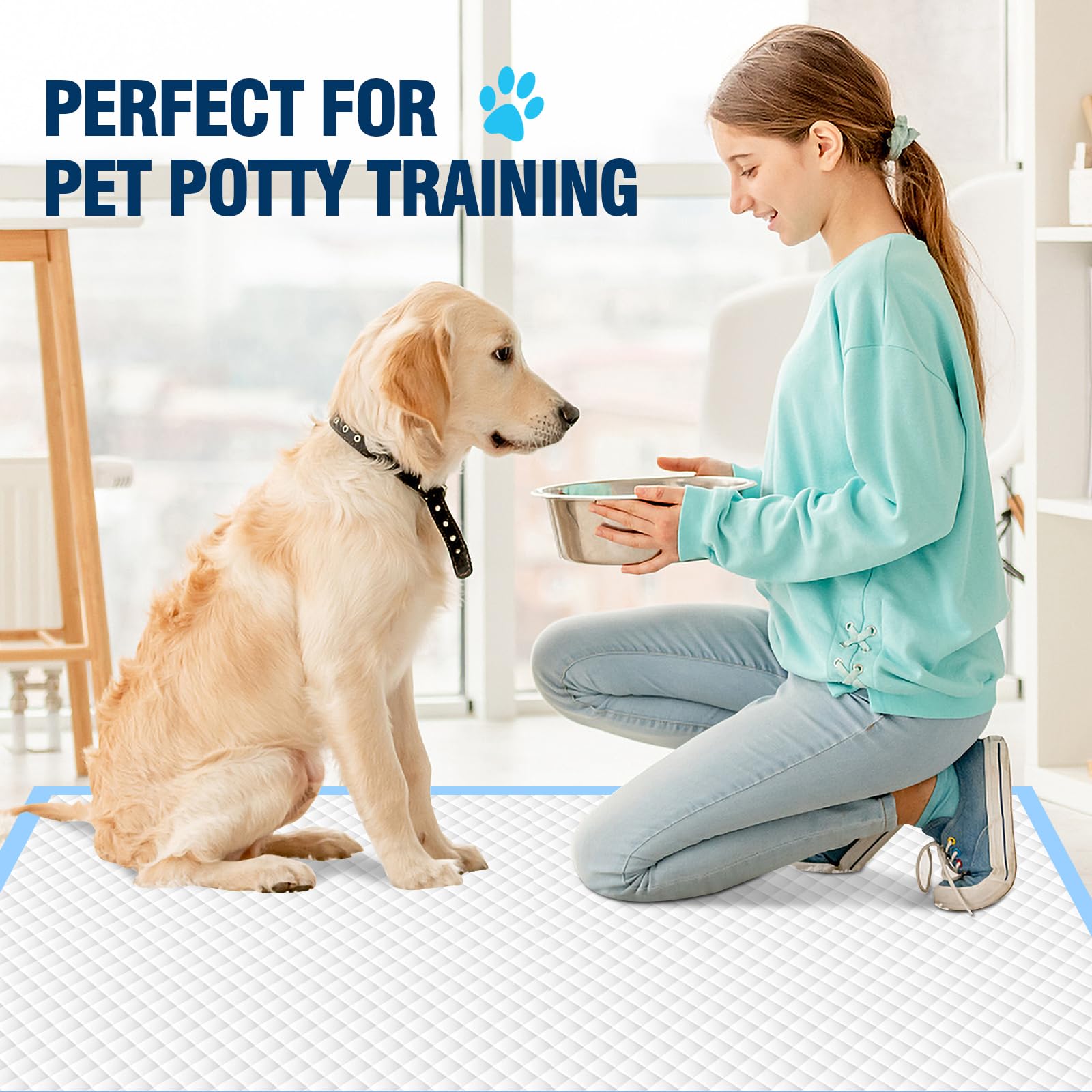 VJJ dog pads no-leakage design protects floors and carpets.