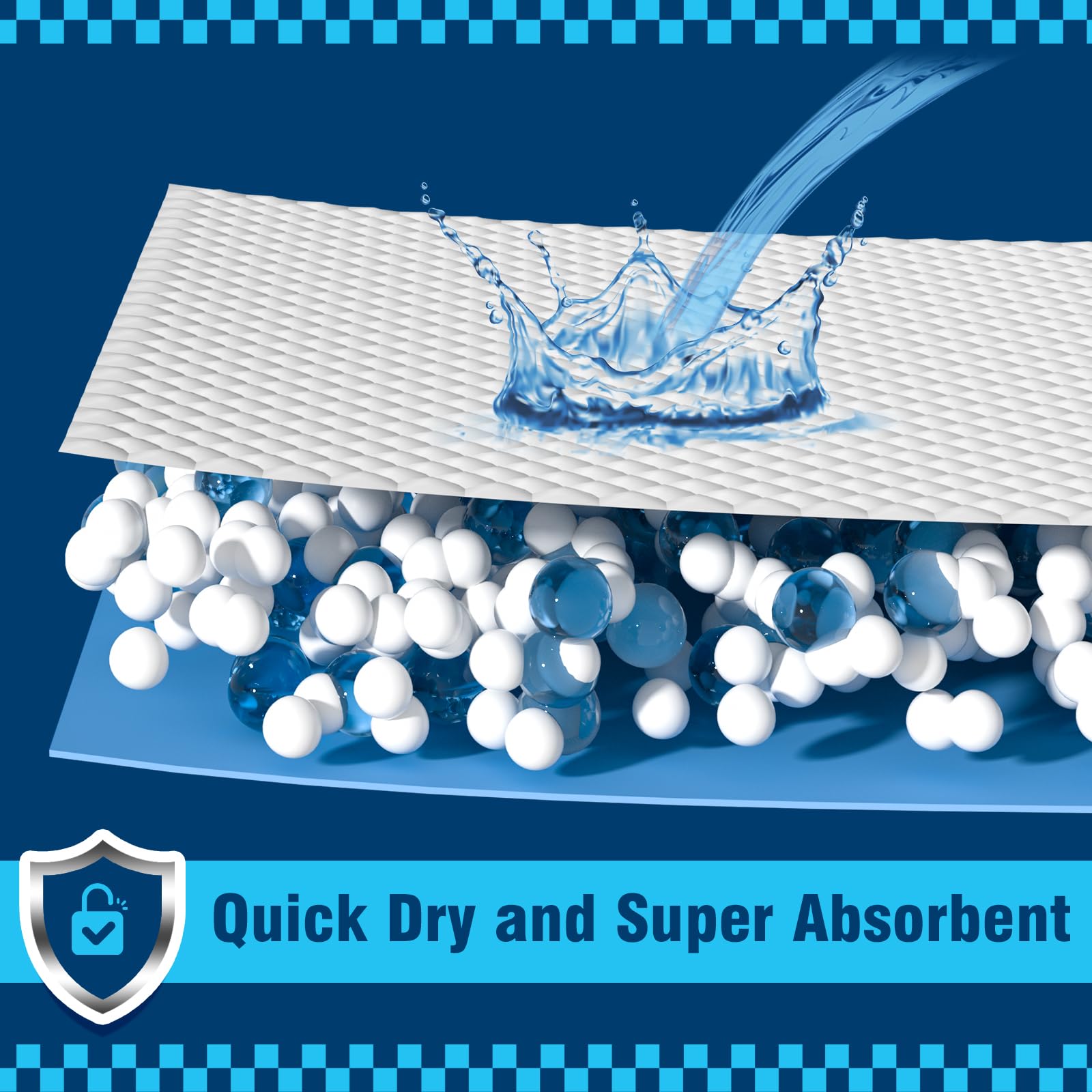 VJJ dog pads quick gel absorption keeps surfaces clean.