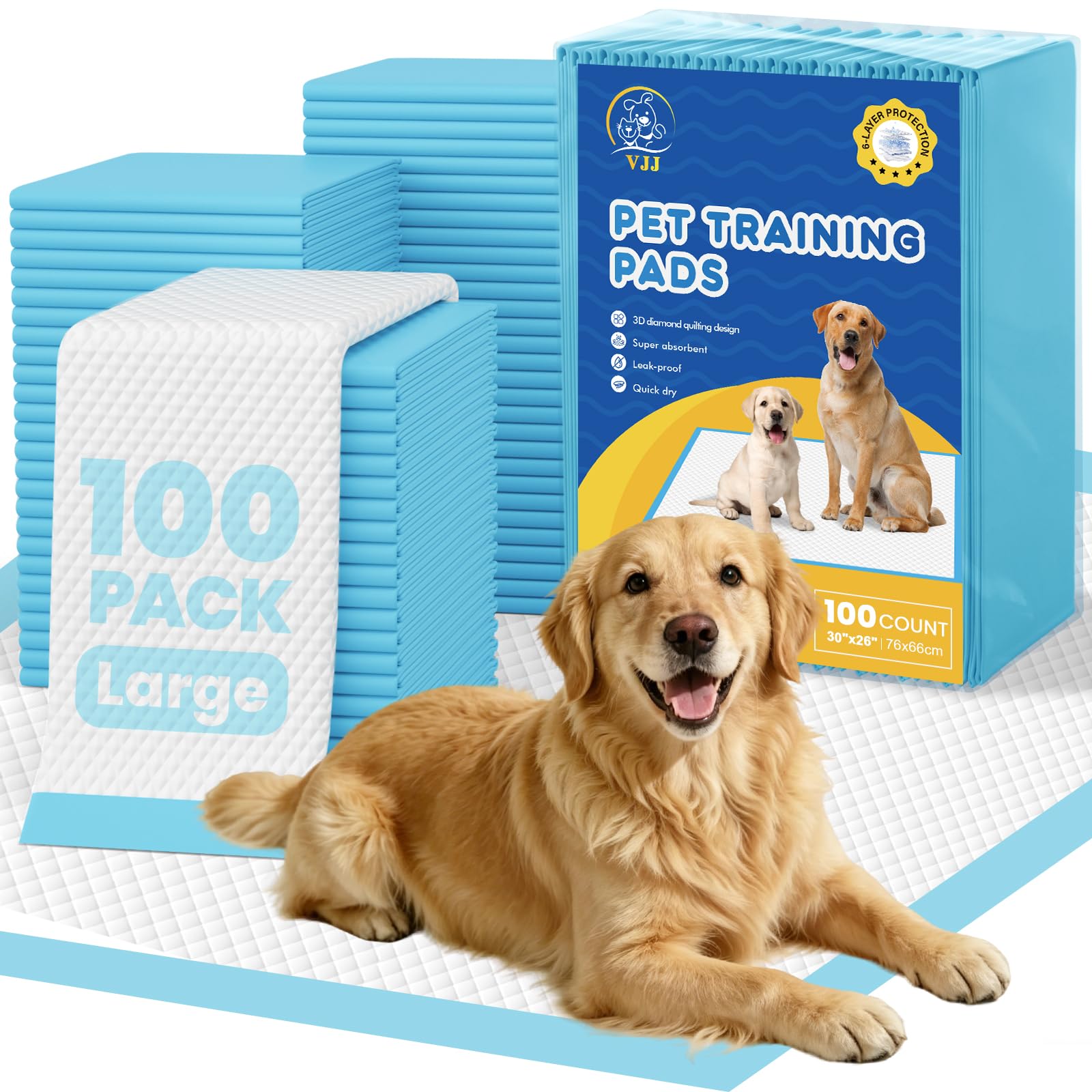 VJJ Puppy Pads 30x26 inches laid flat for maximum coverage.
