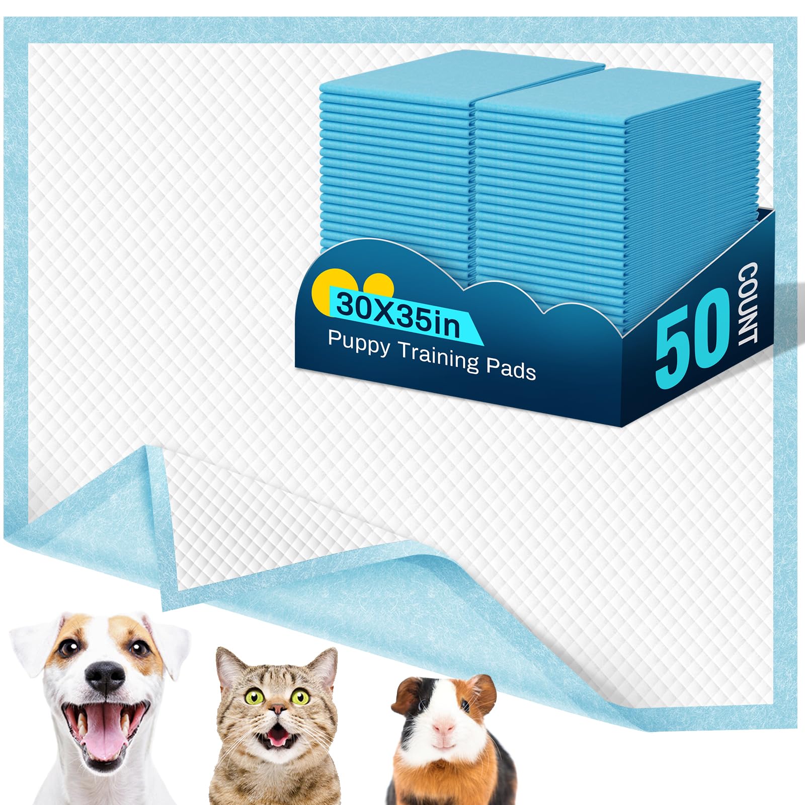 VJJ Puppy Pads XL 30x35 pack front view for indoor training and mess containment