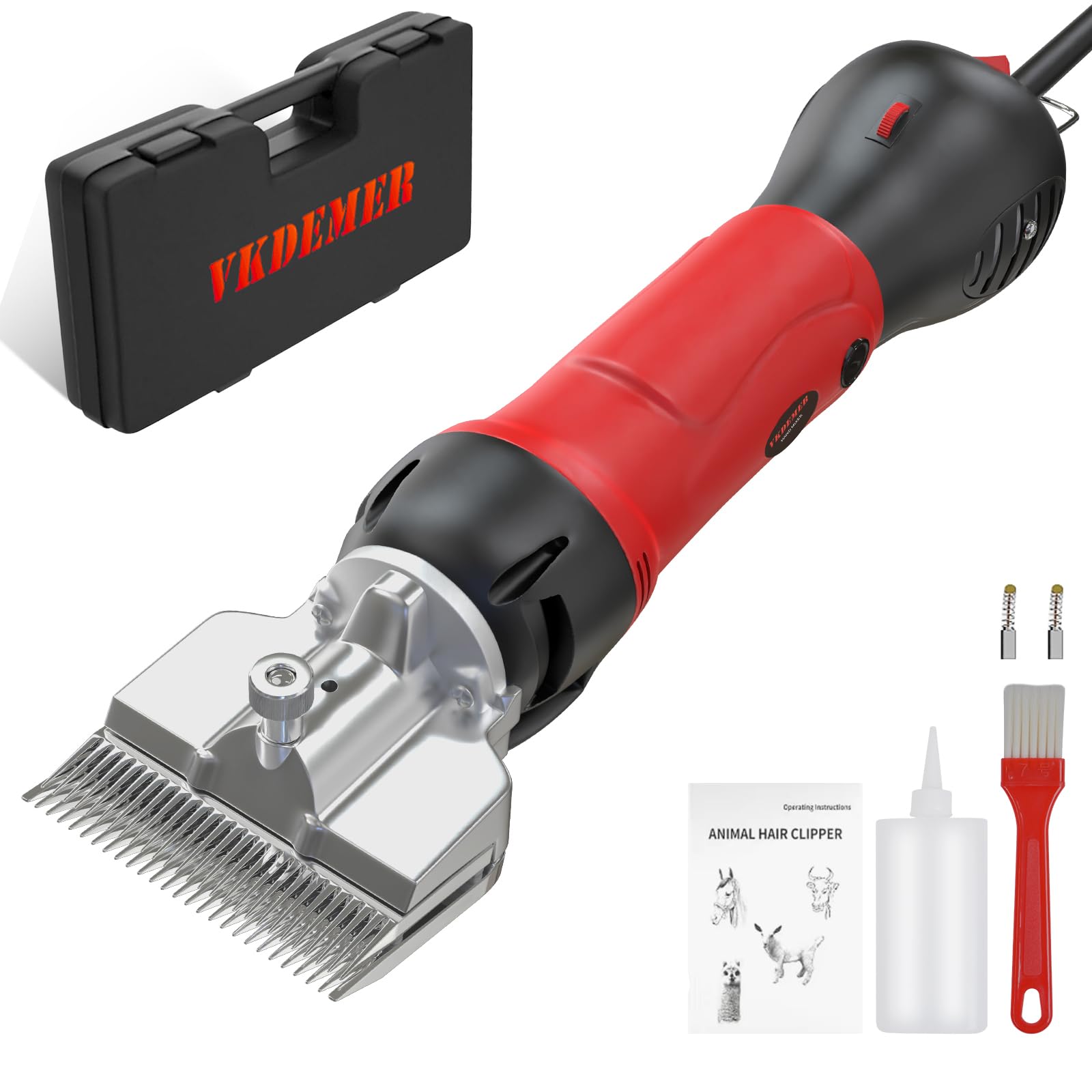 Vkdemer horse clippers motor highlights powerful 600W for efficient grooming.