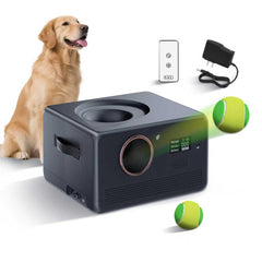 VKL Automatic Ball Launcher front view with remote control for backyard play