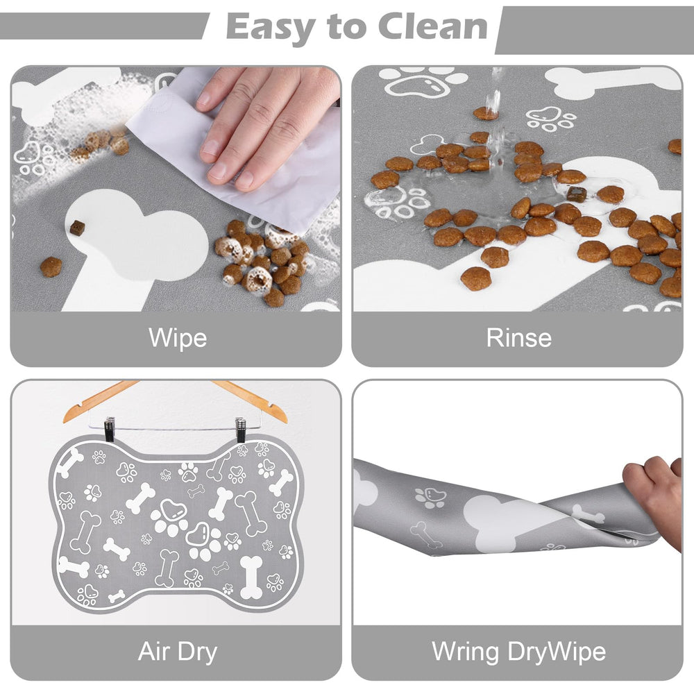 Voanos no-stains feeding mat keeps feeding area tidy and clean.
