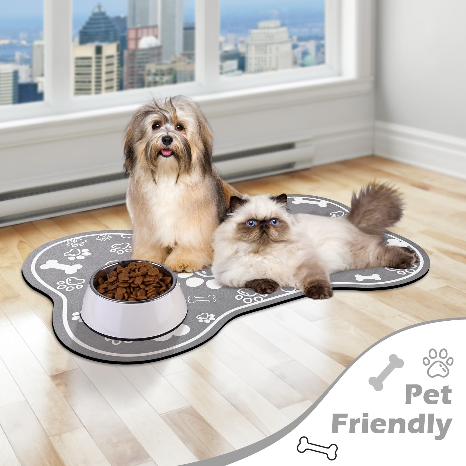 Voanos versatile pet mat ideal for bowls, dispensers, and feeders.