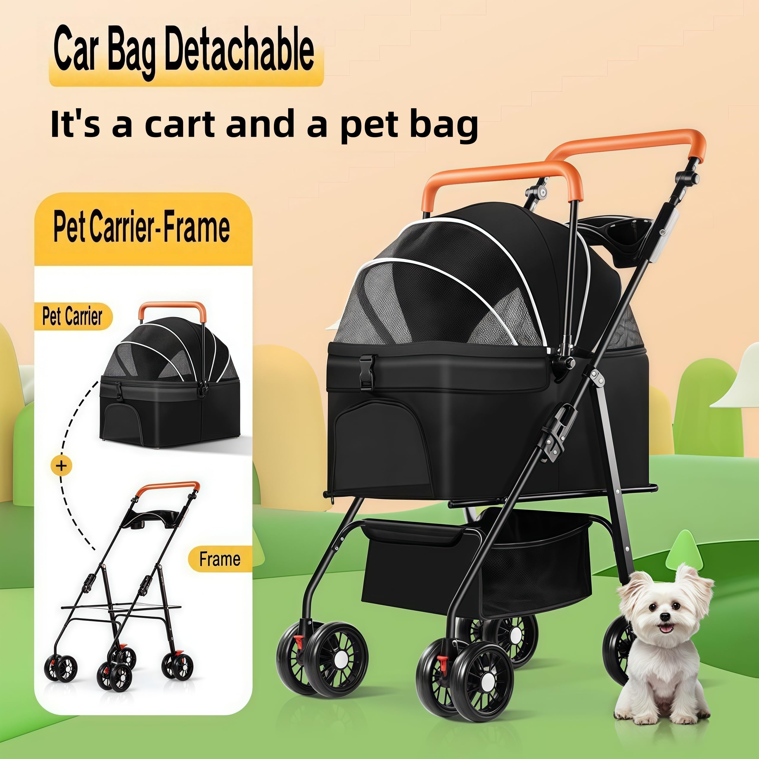 VOCRVSJY stroller features cup holders for easy-access drinks.