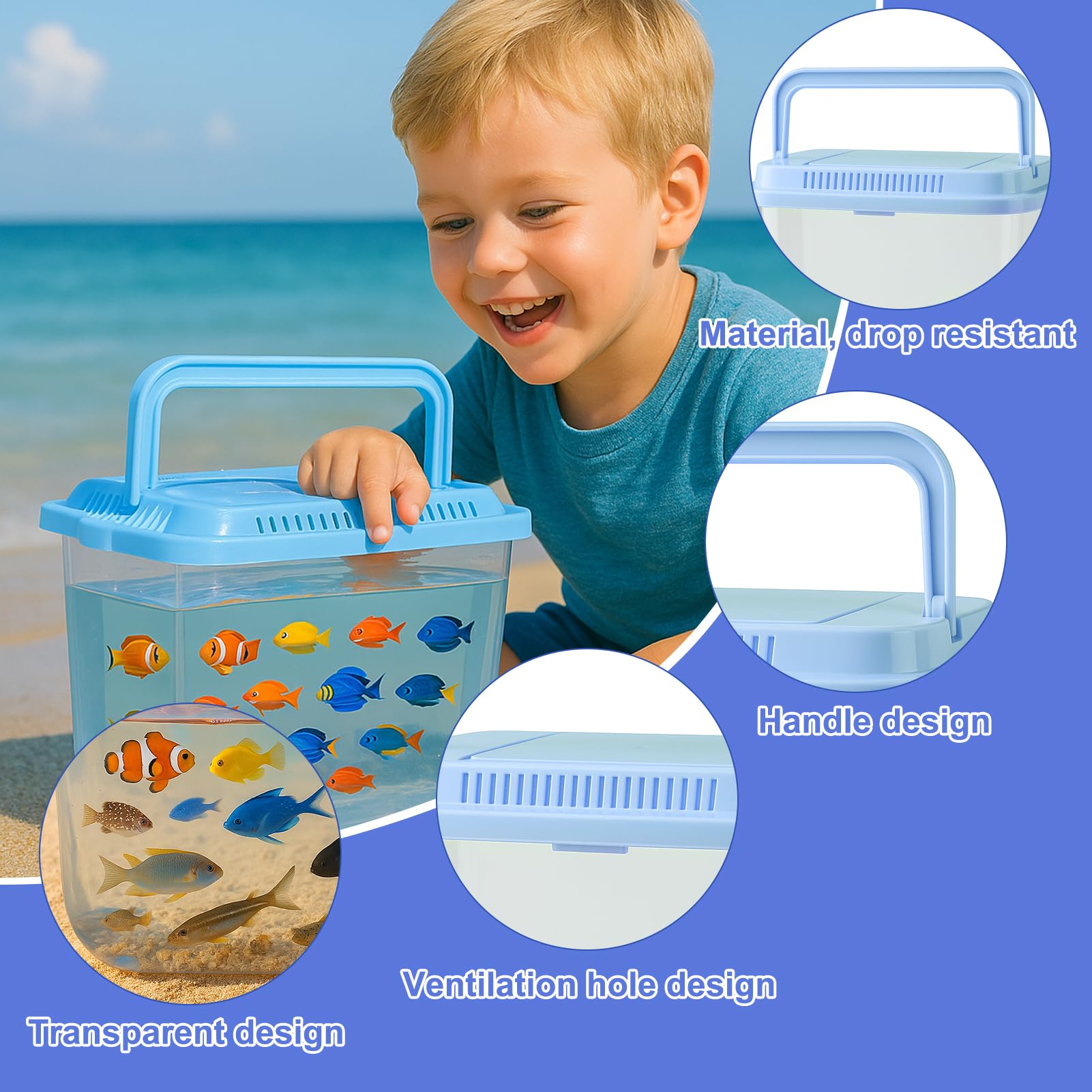 Vodolo Beach Aquarium multifunctional uses for transport, habitat, or classroom activities