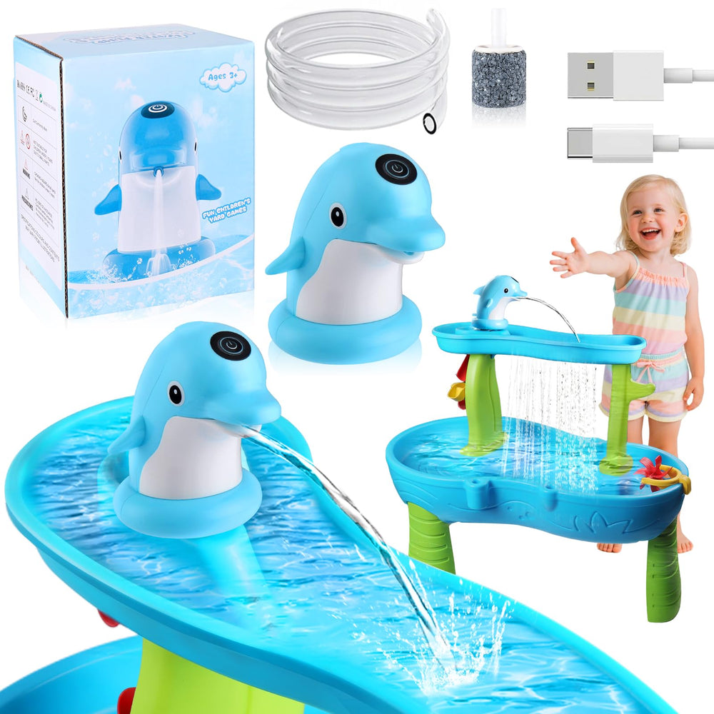 Vodolo Dolphin water table pump setup with nano adhesive for non-destructive install.