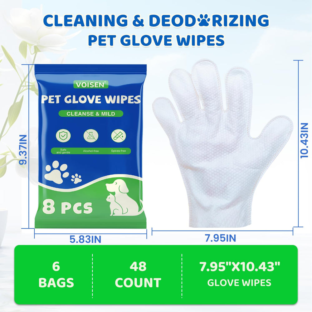 VOISEN 48-piece glove wipes kit with six bags for versatile grooming.