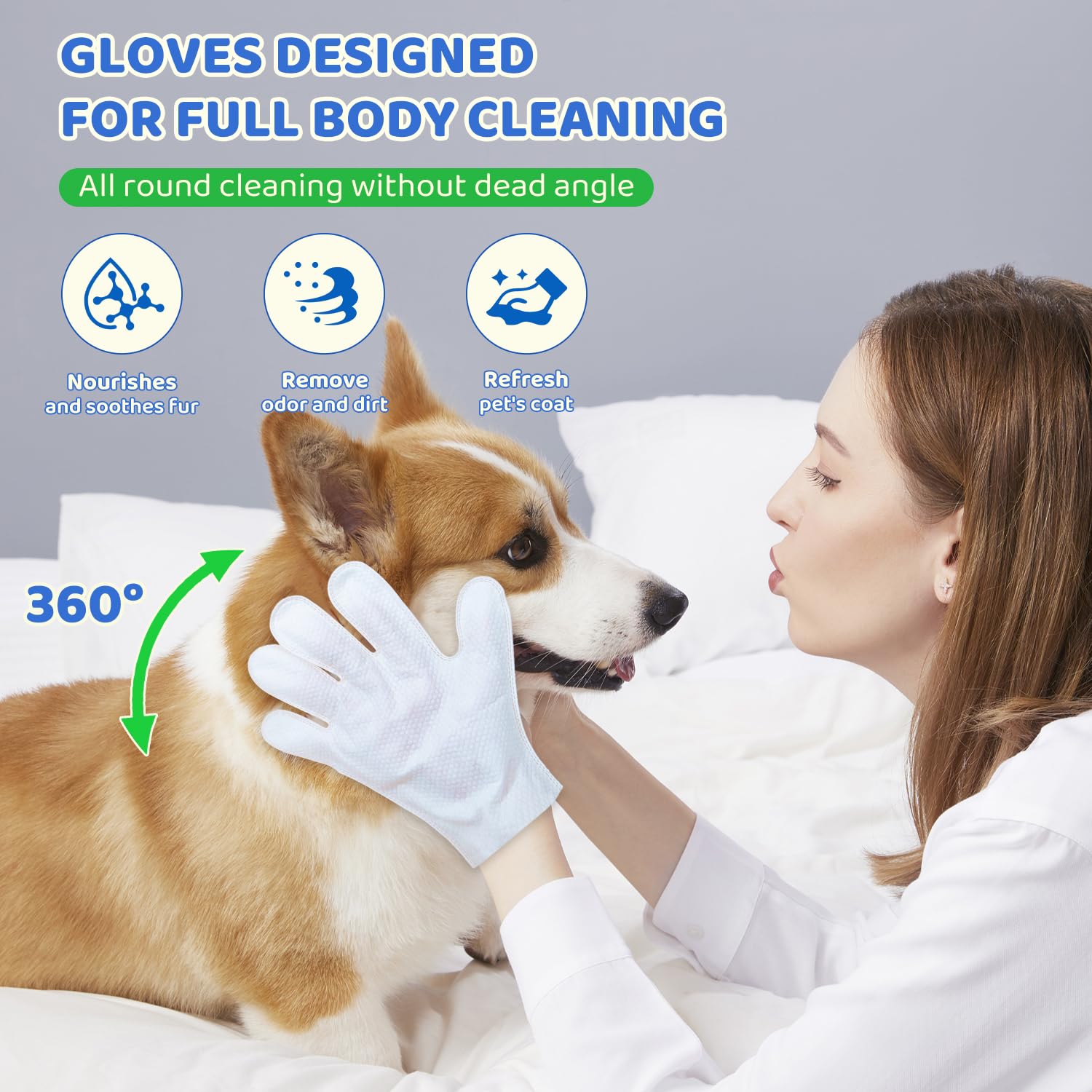 VOISEN Pet Glove Wipes travel pack with compact, sealed packaging.