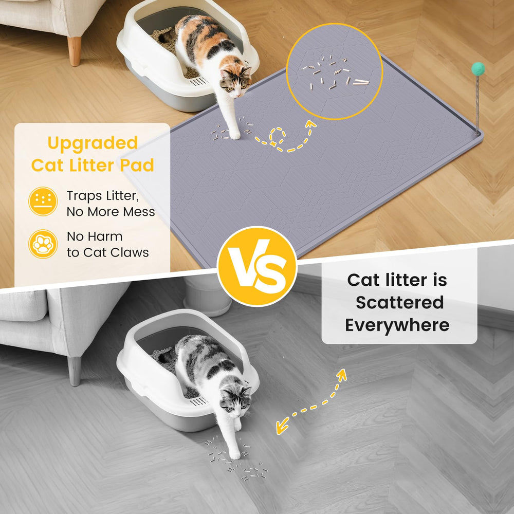 Vokolesd silicone cat litter mat texture honeycomb traps litter at the paws.