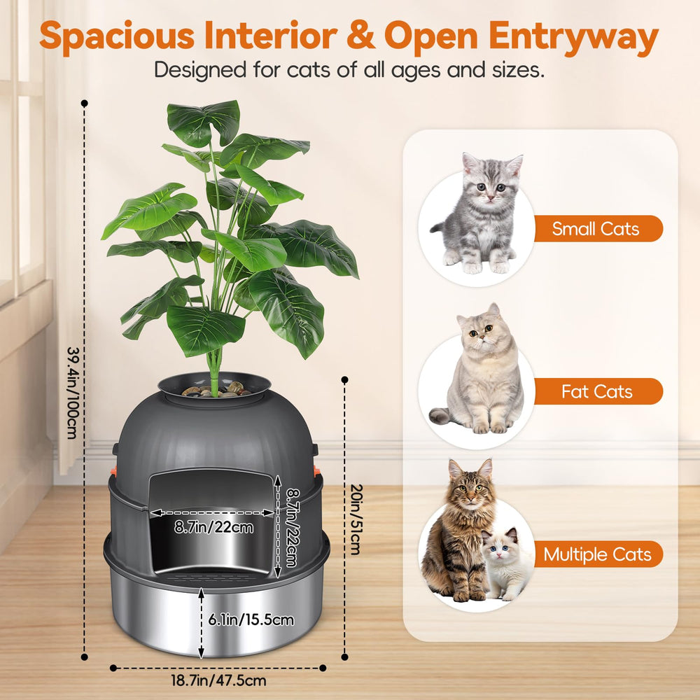 Vokolesd stainless-steel litter box base with durable construction for easy maintenance