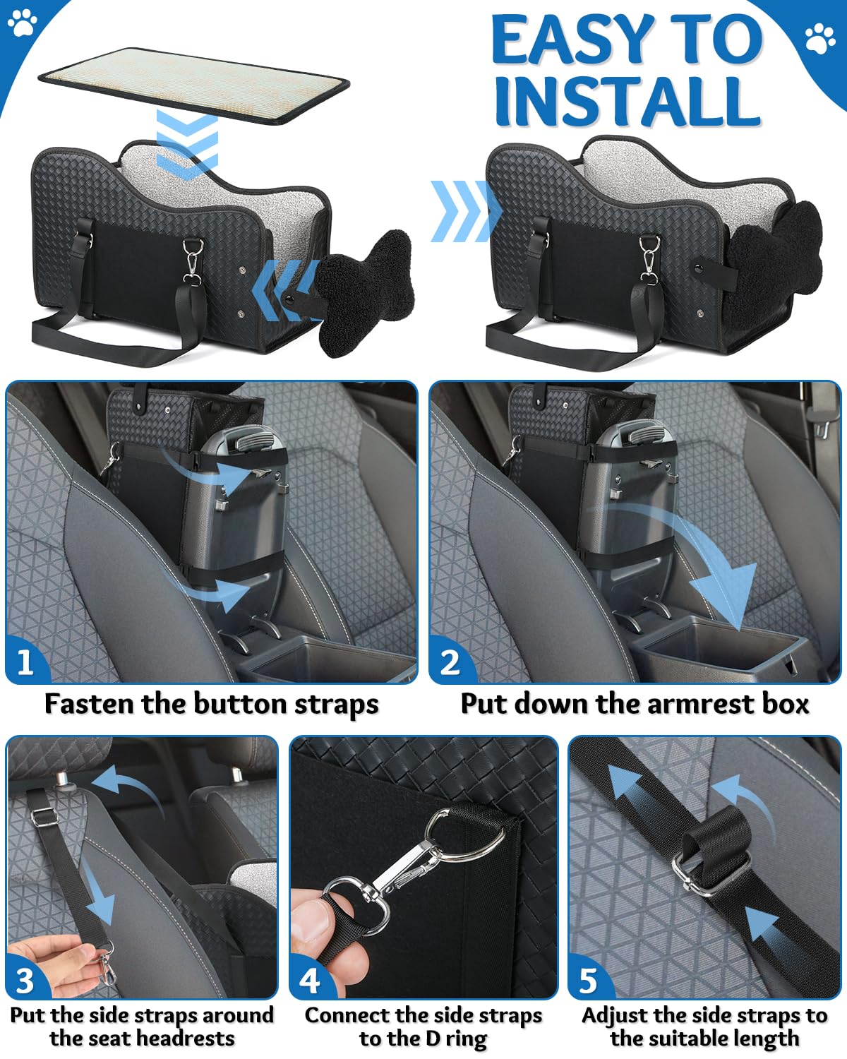 Vokvaktak center-console dog seat interior pocket ideal for treats.
