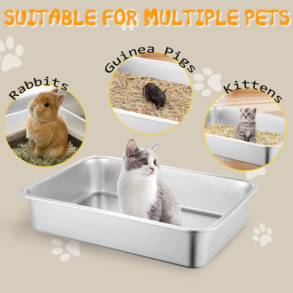 Volope stainless steel cat litter box cleaning-friendly surface enables quick wipe-downs.