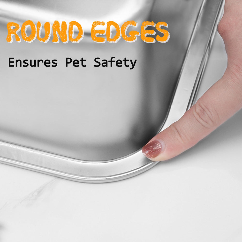 Volope stainless steel cat litter box interior shows non-porous surface for odor resistance.