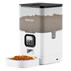 VOLUAS automatic cat feeder front view, compact and space-saving for homes.