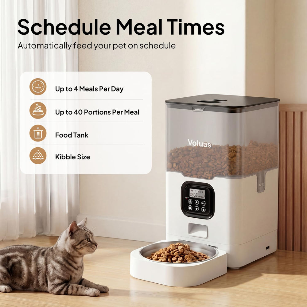 VOLUAS feeder portion compartment, precise portion control for tailored meals.