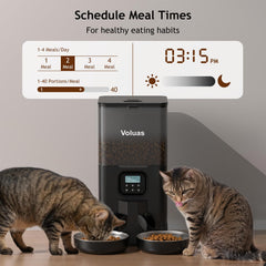Voluas double feeder with meal divider supports equal portions for two pets.