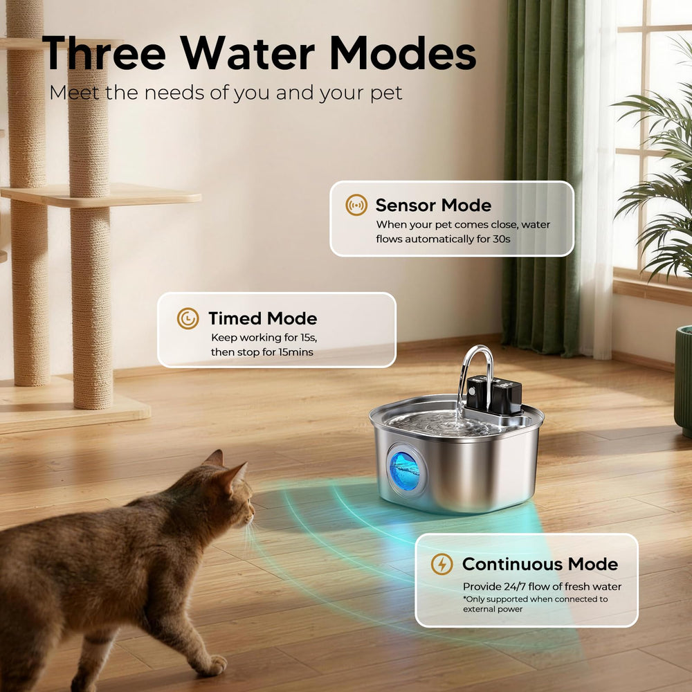 Voluas flowing water design encourages hydration by mimicking natural streams