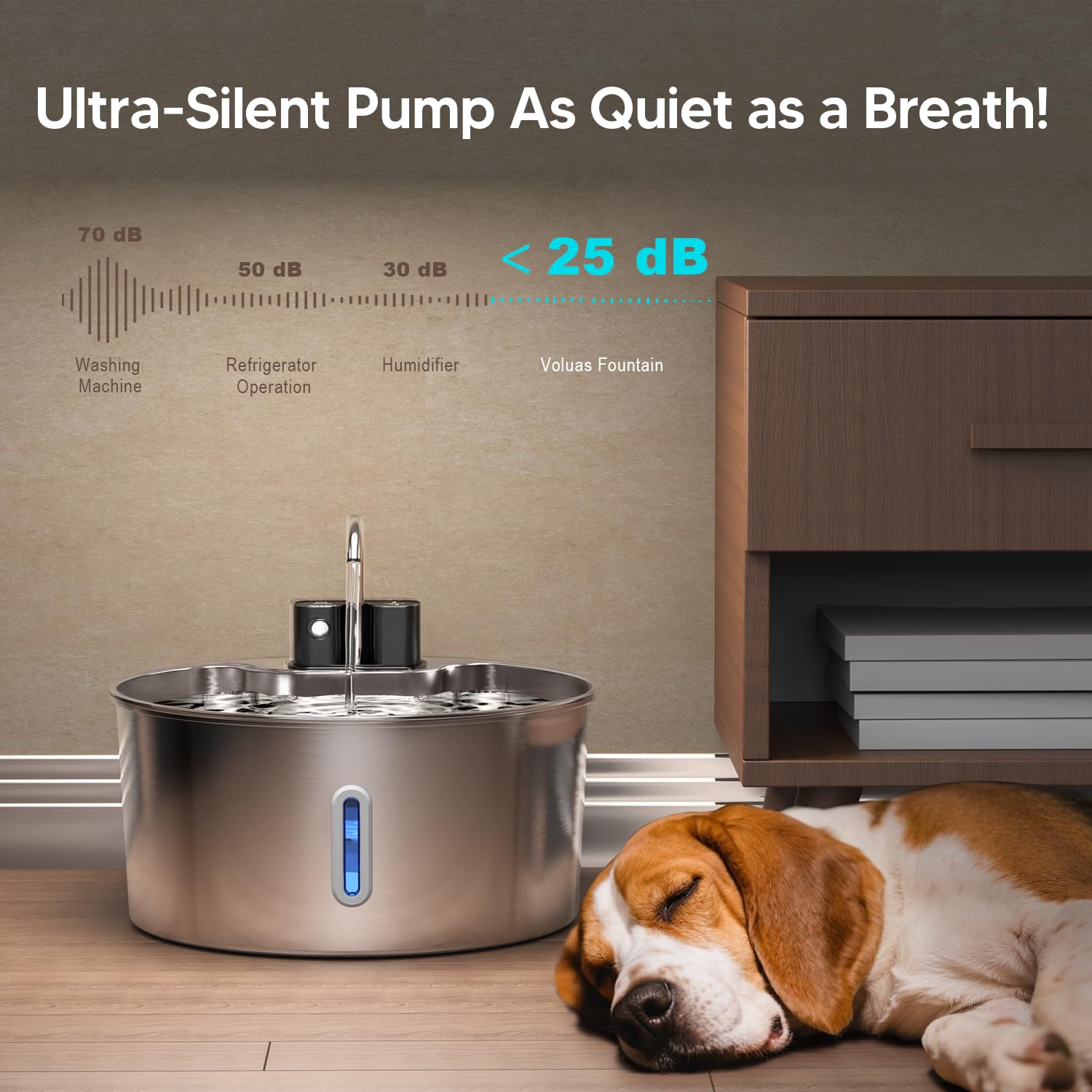 Voluas food-grade 304 stainless steel bowl for safe hydration