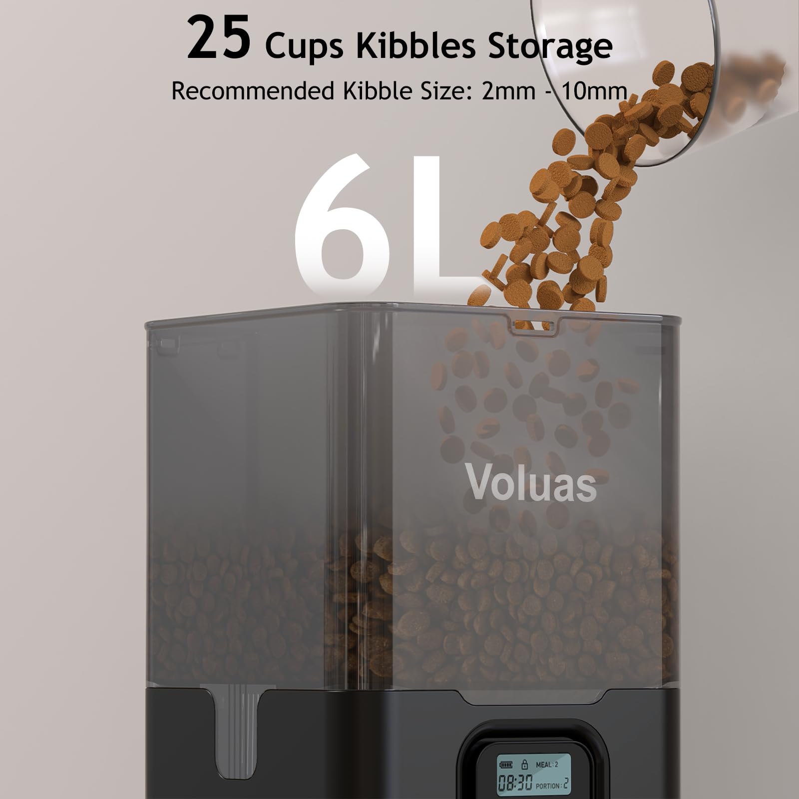 Voluas memory-function timer keeps meal times even during outages.