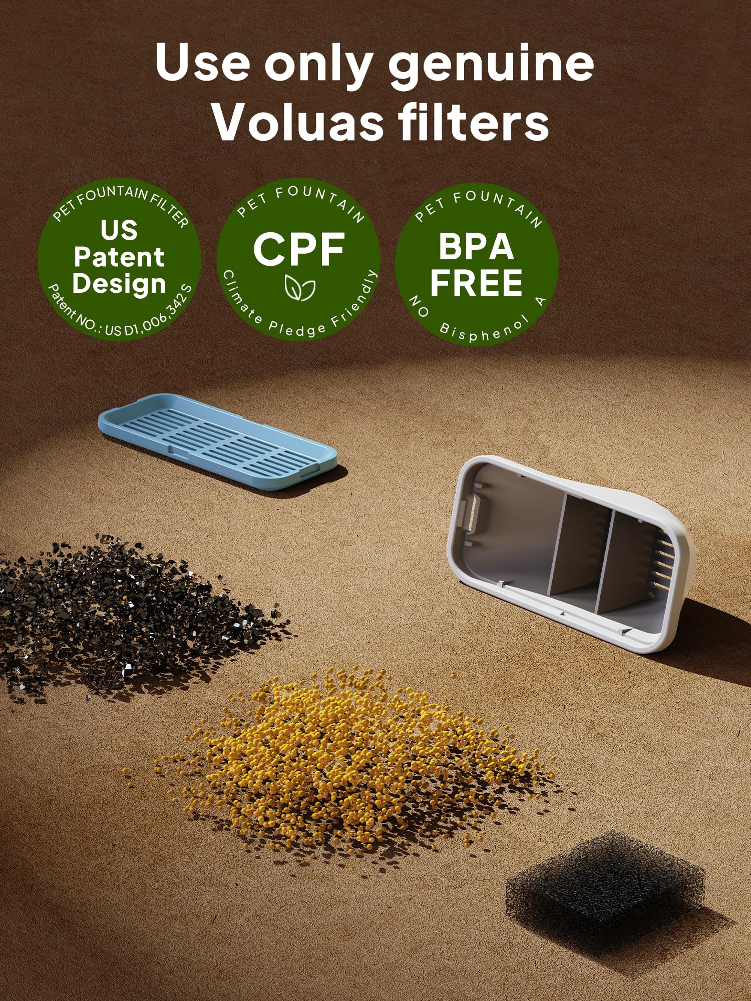 Voluas six pre-filter sponge closeup highlighting pre-filtration and pump protection