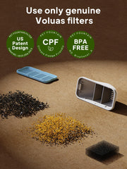 Voluas six pre-filter sponge closeup highlighting pre-filtration and pump protection