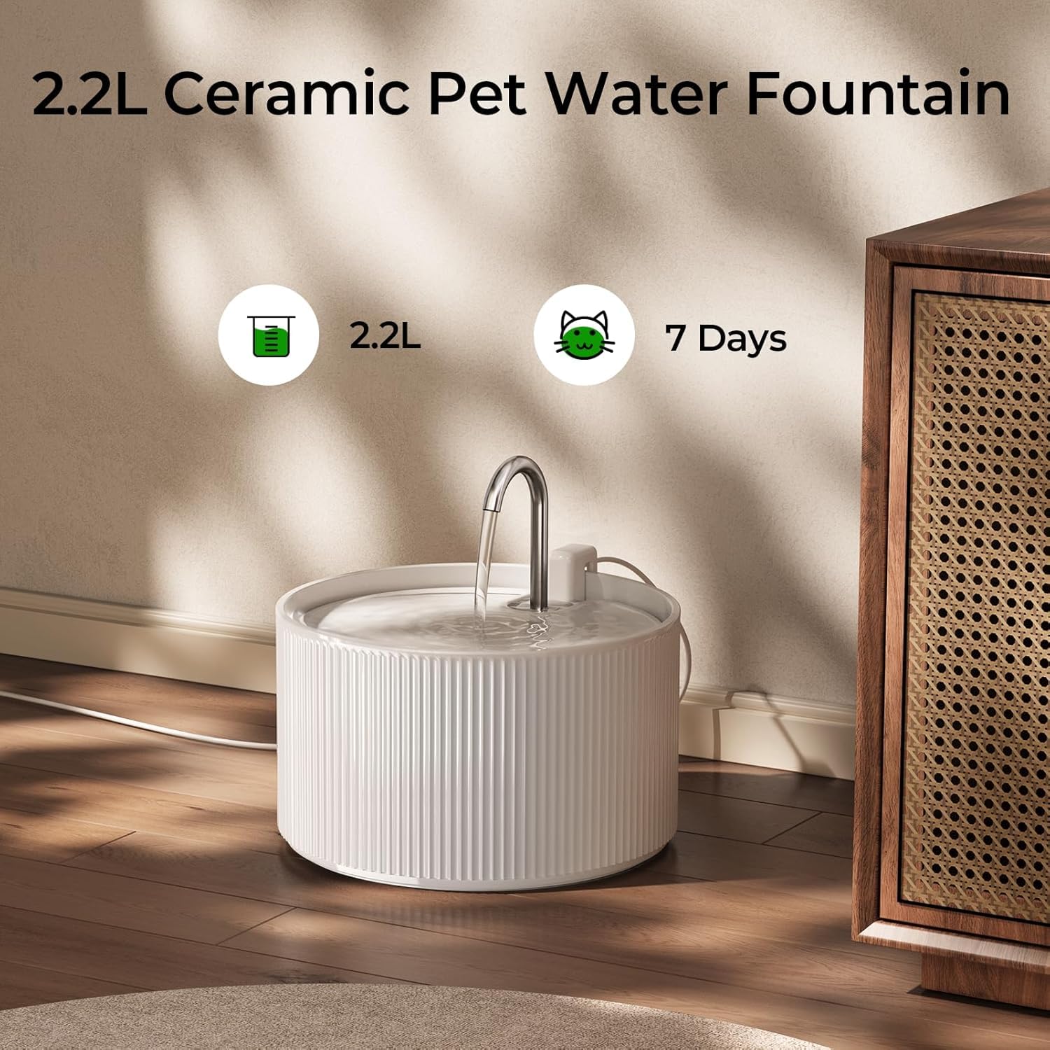 Voluas ceramic finish emphasizes a durable, hygienic surface resistant to staining.