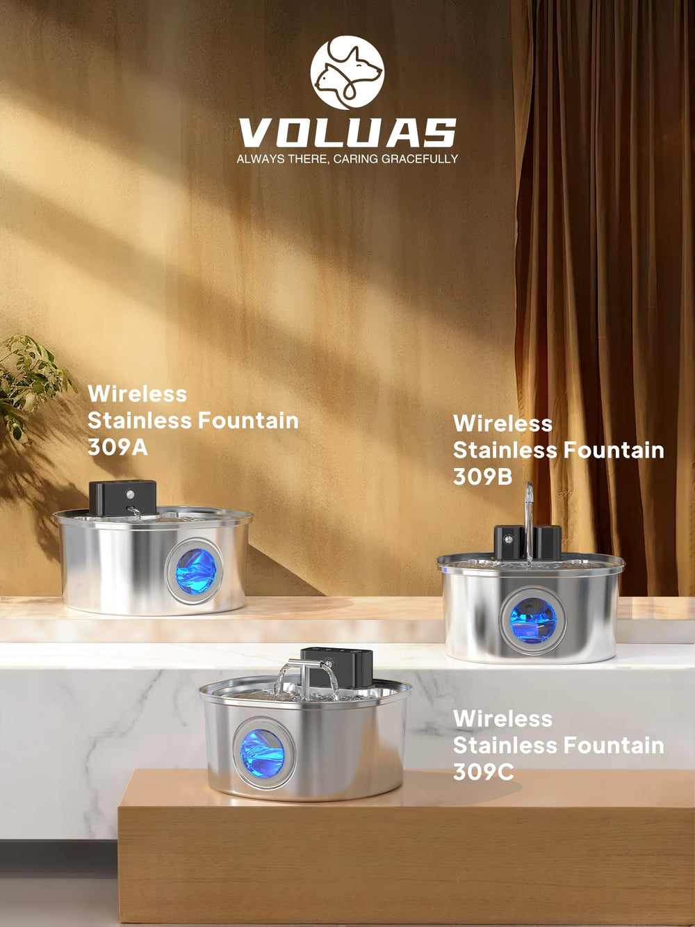 Voluas six-pack filters closeup with activated carbon and ion resin for purity