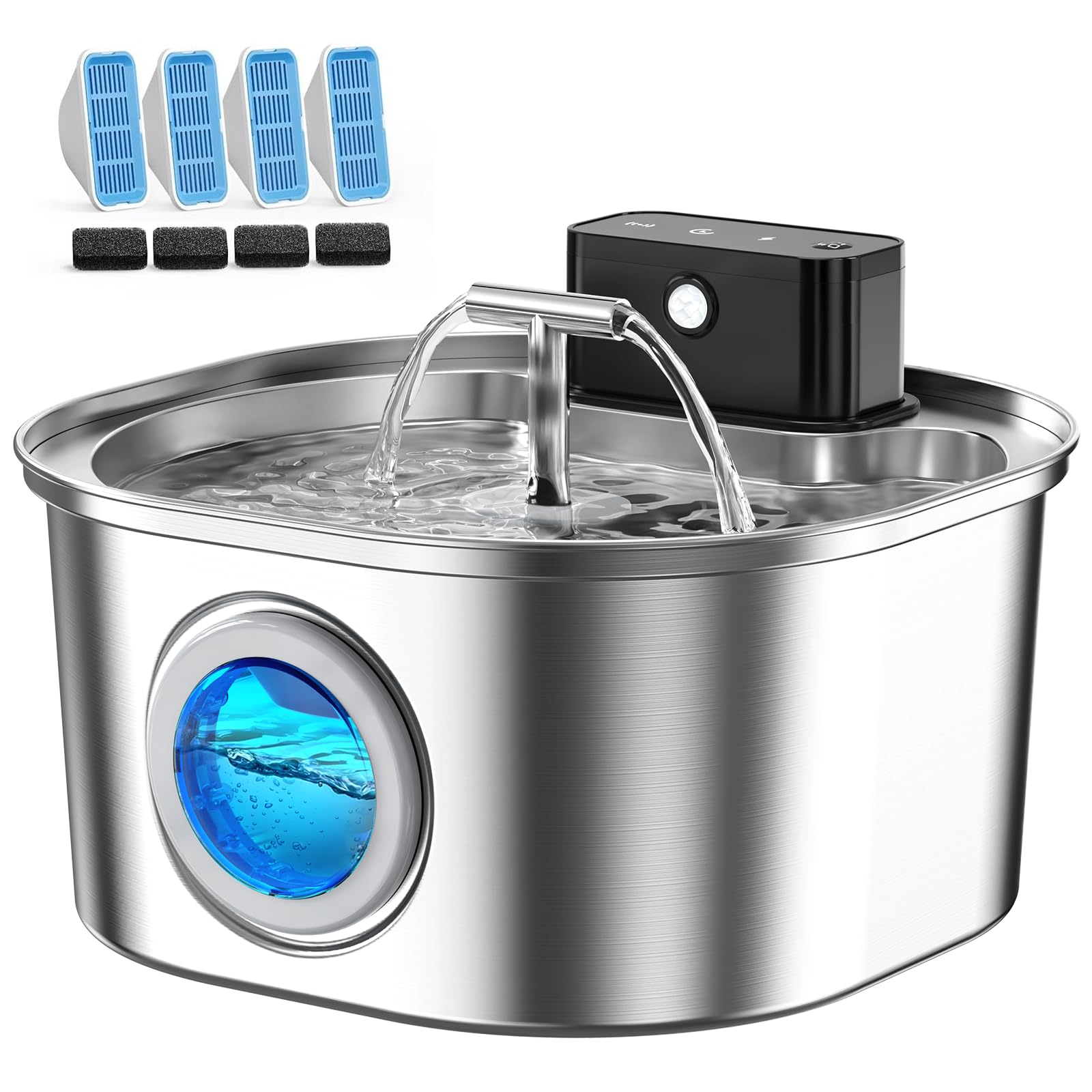 Voluas stainless steel cat water fountain with continuous flow for steady hydration