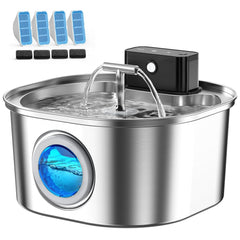 Voluas stainless steel cat water fountain with continuous flow for steady hydration