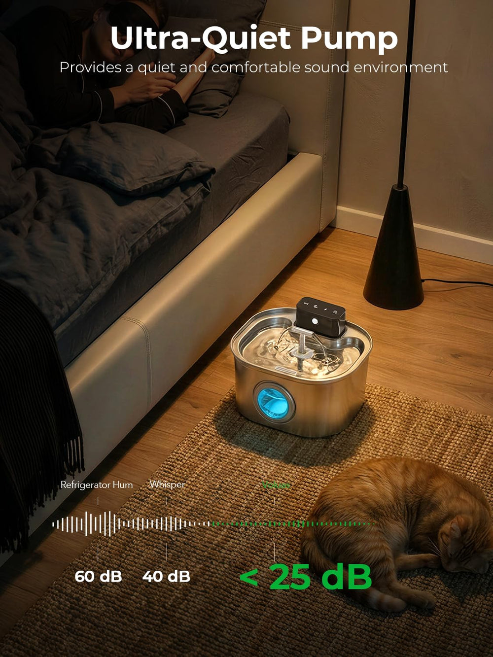 Voluas dual outlets provide easy access and engaging drinking for cats