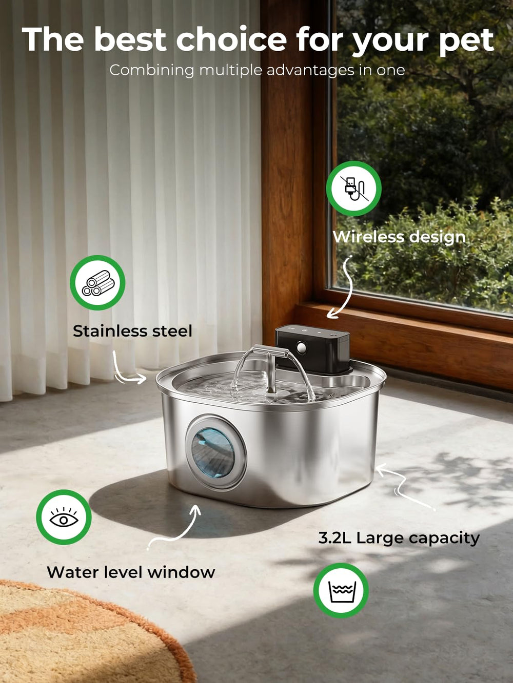 Voluas water fountain motion sensor mode activates when the cat approaches