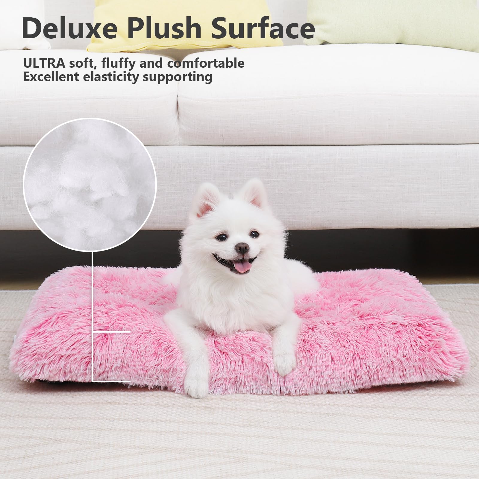 Vonabem dog bed inside crate offers snug comfort for pets.
