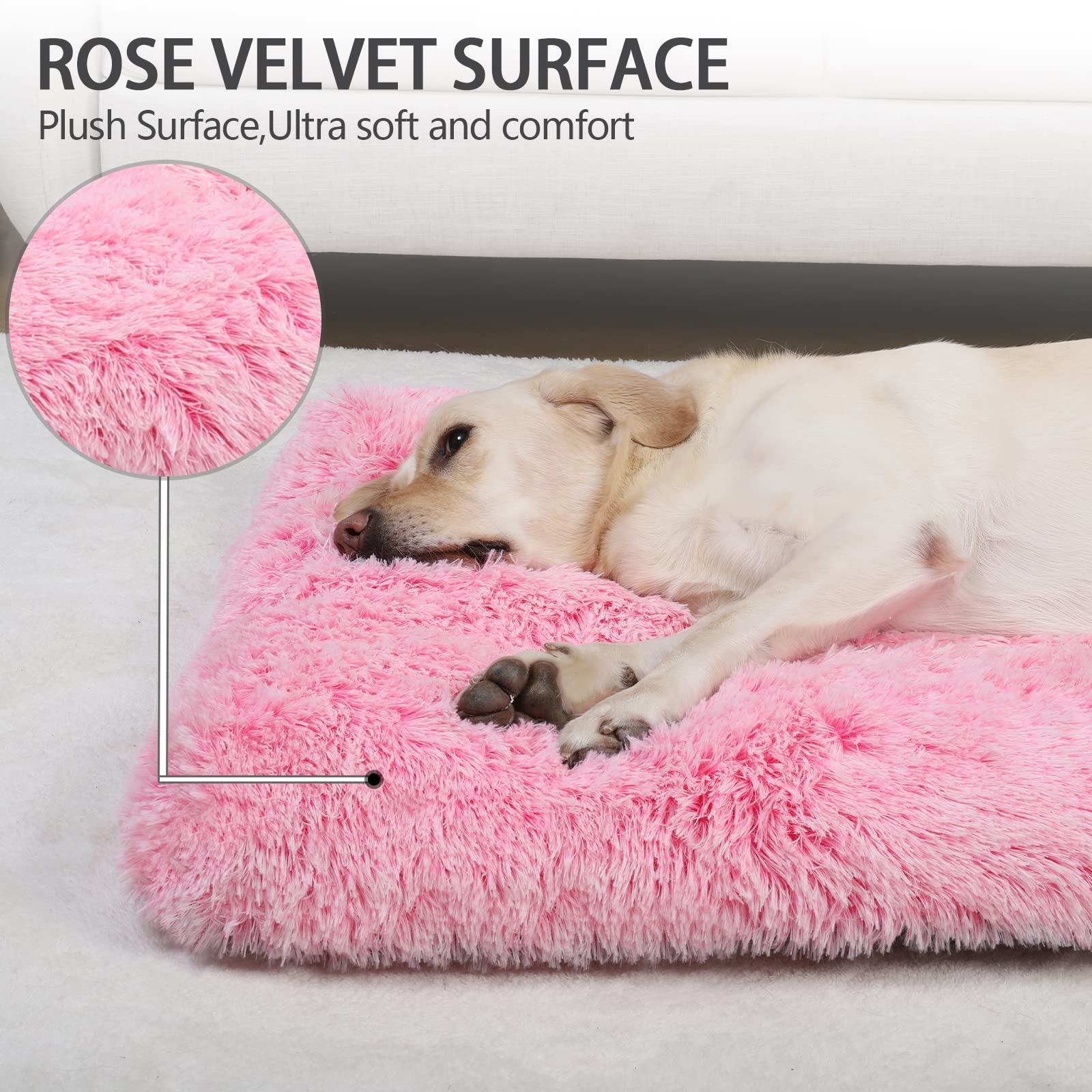Vonabem dog bed inside crate provides secure, comfortable resting