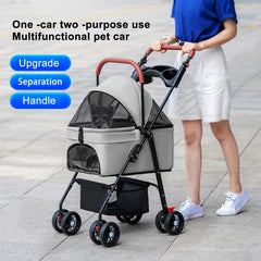 VOCRVSJY stroller in carrier mode for dogs and cats during travel.