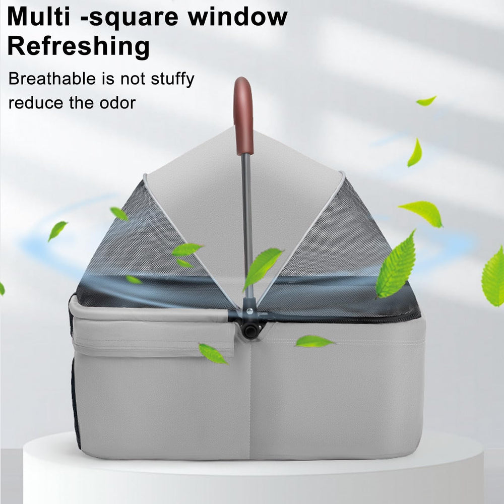 VOCRVSJY mesh canopy and shade for breathability and pet comfort.