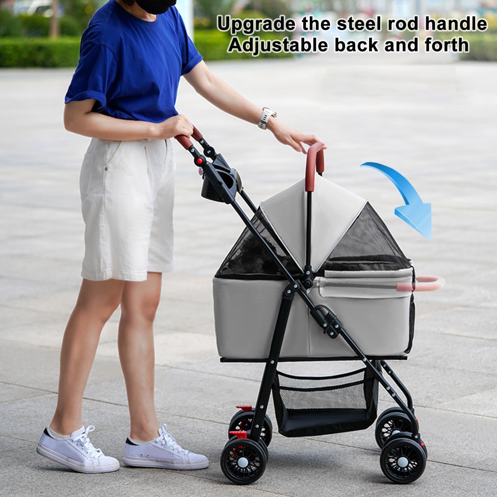 VOCRVSJY pet stroller storage basket for organized essentials during trips.