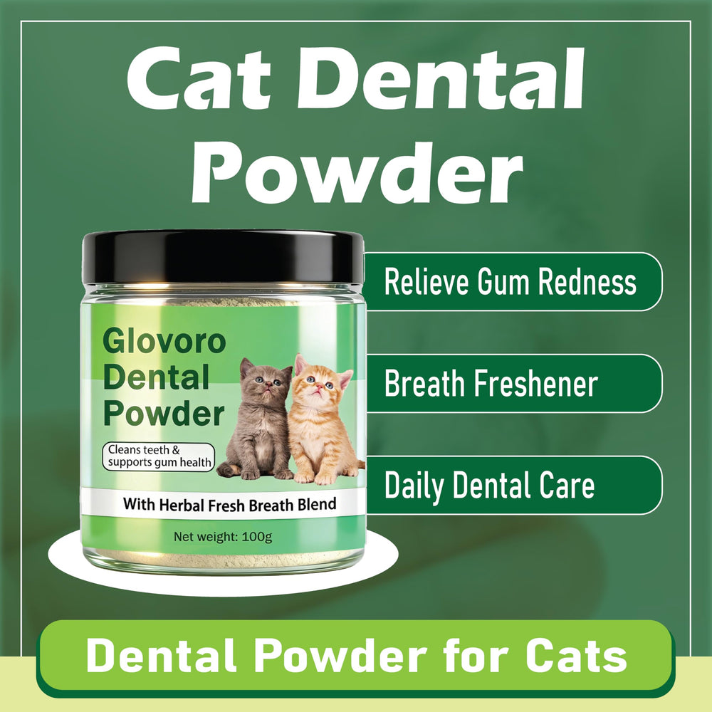 Voorerh Glovoro cat dental powder ready to mix with food.