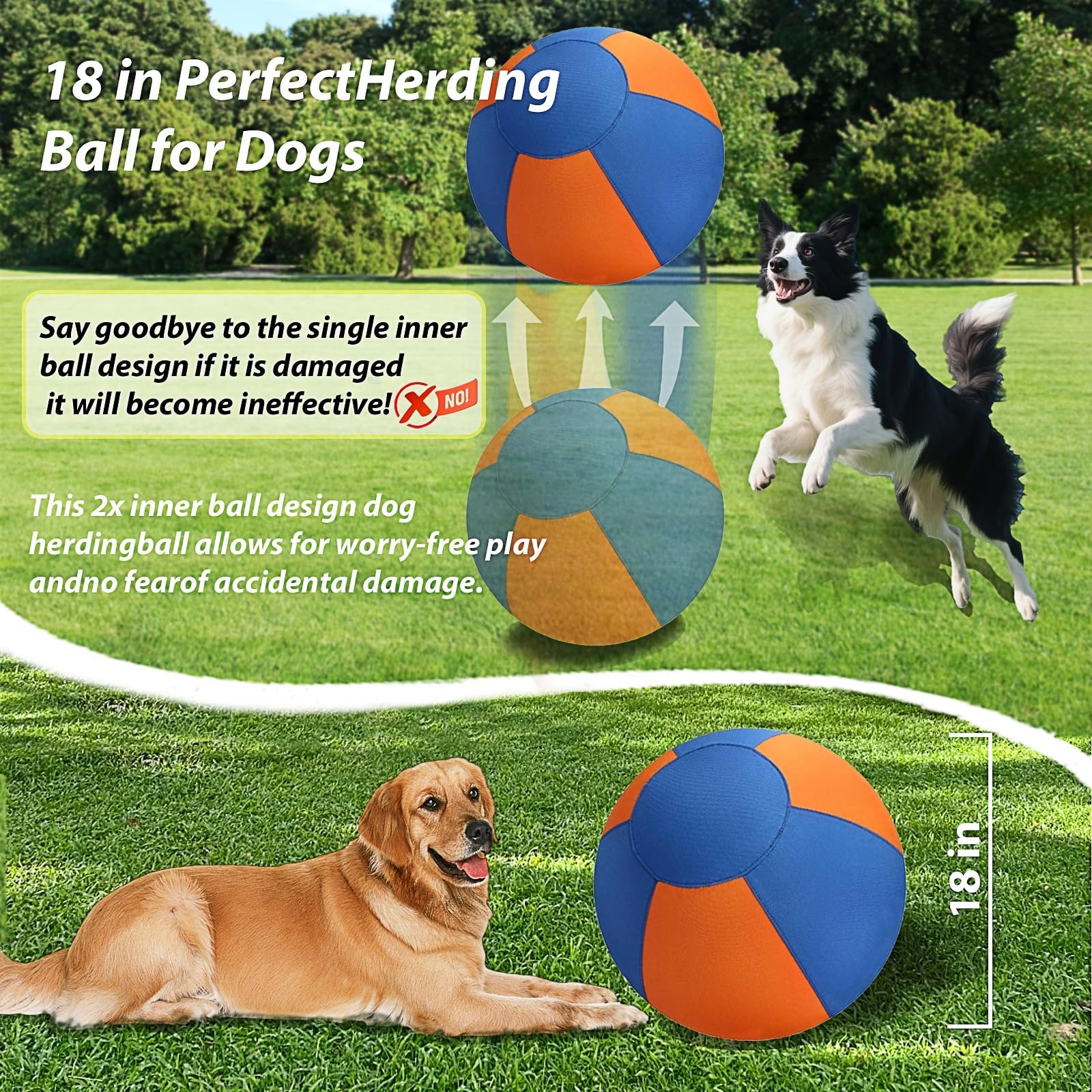 VORLHQ Herding Ball dual-layer inner bladders for durable, safe play.